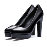 spring autumn platform chunky high heels 11cm genuine leather round toe pumps office lady