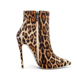 Arden Furtado 2019 spring autumn sexy stilettos high heels party shoes ladies pointed toe leopard ankle boots