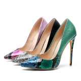 Arden Furtado 2019 spring autumn sexy high heels 12cm party shoes ladies pointed toe snakeskin stilettos pumps