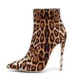Arden Furtado 2019 spring autumn sexy stilettos high heels party shoes ladies pointed toe leopard ankle boots