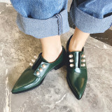 Arden Furtado spring autumn  pointed toe genuine leather fashion woman shoes ladies green brown brogue shoes