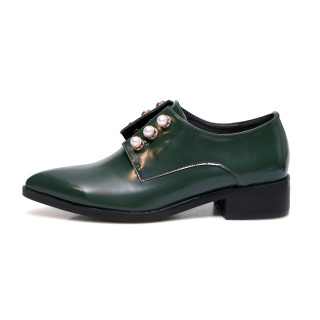 Arden Furtado spring autumn  pointed toe genuine leather fashion woman shoes ladies green brown brogue shoes