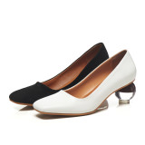 Arden Furtado 2019 spring autumn strange style pointed toe round heels genuine leather white pumps woman shoes ladies
