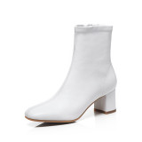 Arden Furtado spring autumn winter chunky heels 5cm white burgundy boots Square toe woman shoes ladies genuine leather ankle boots