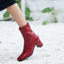 Arden Furtado spring autumn winter chunky heels 5cm white burgundy boots Square toe woman shoes ladies genuine leather ankle boots