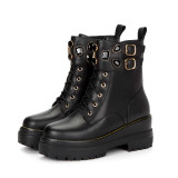 Arden Furtado autumn winter zipper round toe platform genuine leather fashion woman shoes ladies wedges matin boots