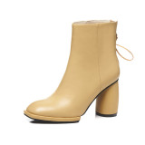 Arden Furtado spring autumn winter zipper chunky heels yellow boots Square toe woman shoes ladies genuine leather matin boots