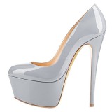 Spring autumn extreme high heels 16cm stilettos platform round toe nude grey red women's shoes