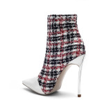 Arden Furtado 2018 autumn winter stilettos steels heels 12cm fashion ankle boots shoes woman white matin boots big size 42 43