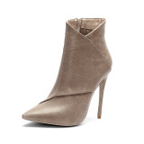 Arden Furtado 2018 autumn winter ladies fashion zipper ankle boots woman white brown big size women's shoes high heels 12cm new