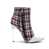 Arden Furtado 2018 autumn winter stilettos steels heels 12cm fashion ankle boots shoes woman white matin boots big size 42 43
