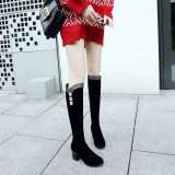 Arden Furtado 2018 spring autumn zipper sexy chunky heels boots party shoes ladies slip on pointed toe  knee high boots