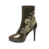 Arden Furtado 2018 spring autumn sexy stilettos party shoes ladies slip on pointed toe ankle boots