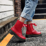 Arden Furtado 2018 spring autumn chunky heels boots platform cross tied round toe woman shoes ladies