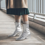 Arden Furtado 2018 spring autumn chunky heels boots  round toe woman shoes ladies