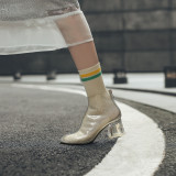 Arden Furtado 2018 spring autumn round toe woman shoes ladies chunky heels boots