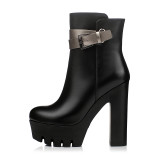 Arden Furtado spring autumn chunky heels boots platform round toe woman shoes ladies genuine leather shoes ankle boots