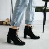 Arden Furtado 2018 spring autumn chunky heels boots pointed toe ankle boots