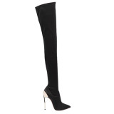 Arden Furtado 2018 spring autumn sexy stilettos party shoes ladies slip on pointed toe over the knee thigh high stretch boots