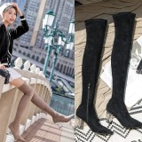 Arden Furtado 2018 spring autumn chunky heels boots Crystal Heel party shoes ladies  pointed toe  over the knee high boots