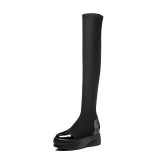 Arden Furtado 2018 spring autumn platform wedges over the knee high boots round toe woman shoes ladies Stretch boots