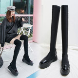 Arden Furtado 2018 spring autumn platform wedges over the knee high boots round toe woman shoes ladies Stretch boots