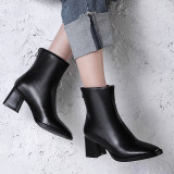 Arden Furtado spring autumn zipper chunky heels white boots square toe ankle boots woman shoes ladies