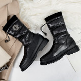 2018 winter flat platform silver snow boots fashion women's shoes warm boots half boots
