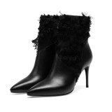 Arden Furtado 2018 spring autumn  zipper sexy stilettos party shoes ladies slip on pointed toe ankle boots