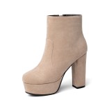 Arden Furtado 2018 spring autumn chunky heels boots  platform round toe woman shoes ladies