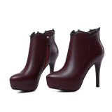 Arden Furtado 2018 spring autumn high heels 11cm platform sexy stilettos party shoes ladies slip on pointed toe ankle boots