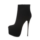 Arden Furtado 2019 spring autumn high heels 16cm platform sexy stilettos party shoes ladies slip on pointed toe ankle boots