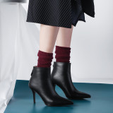 Arden Furtado 2018 spring autumn zipper sexy stilettos party shoes ladies slip on pointed toe ankle boots