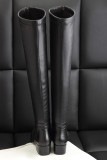 Arden Furtado 2018 spring autumn square heels flat over the knee boots shoes woman genuine leather Stretch boots