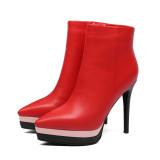 Arden Furtado 2018 spring autumn zipper sexy stilettos platform party shoes ladies slip on pointed toe ankle boots