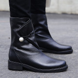 Arden Furtado 2018 spring autumn  chunky heels boots  round toe woman shoes ladies