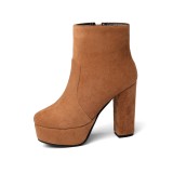 Arden Furtado 2018 spring autumn chunky heels boots  platform round toe woman shoes ladies