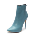 Arden Furtado 2018 spring autumn zipper sexy stilettos party shoes ladies zipper pointed toe white sky blue ankle boots