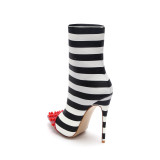 autumn winter striped boots stilettos high heels women's shoes ladies fashion boots big size 45