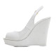 wedges sandals platform white peep toe buckle shoes women's ladies high heels 12cm sling back wedding shoes