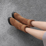 Arden Furtado Autumn winter chunky heels 10cm boots ankle boots black striped platform women's boots 32 33