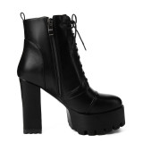Arden Furtado 2018 Autumn winter chunky heels boots white ankle boots black fashion women's boots drop shipping small size 32 33