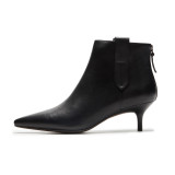 2018 spring autumn stilettos lower heels 5cm women's shoes ladies zipper fashion shoes genuine leather beige ankle boots 33 40