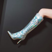 2019 spring autumn high heels stilettos knee high female zipper gold silver boots large size boots WOMEN'S SHOES