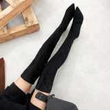 Arden Furtado 2018 autumn winter zipper pointed toe high heels 8cm over the knee boots female fashion Stretch boots small size