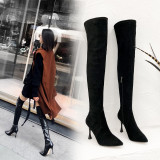 Arden Furtado 2018 autumn winter zipper pointed toe high heels 8cm over the knee boots female fashion Stretch boots small size