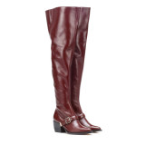 drop shipping women's boots burgundy over the knee boots chunky heels big size fashion shoes