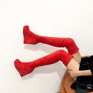 wedges over the knee boots red platform fashion women's shoes high heels Stretch boots