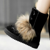 drop shipping Arden Furtado winter fashion warm snow boots fox fur flat boots round toe ankle boots woman shoes ladies big size shoes