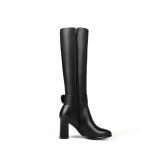 chunky heels 8cm women's shoes ladies genuine leather big size small size women boots knee high booties